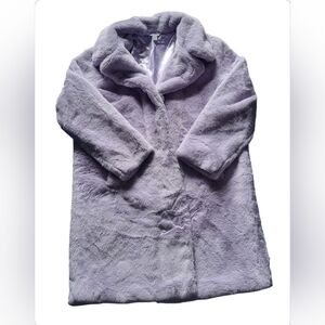NWT Time And Tru Long Faux Fur Coat Size XL 16-18 Pastel Purple